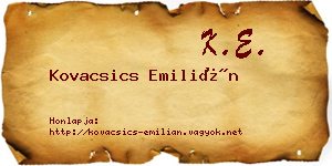 Kovacsics Emilián névjegykártya